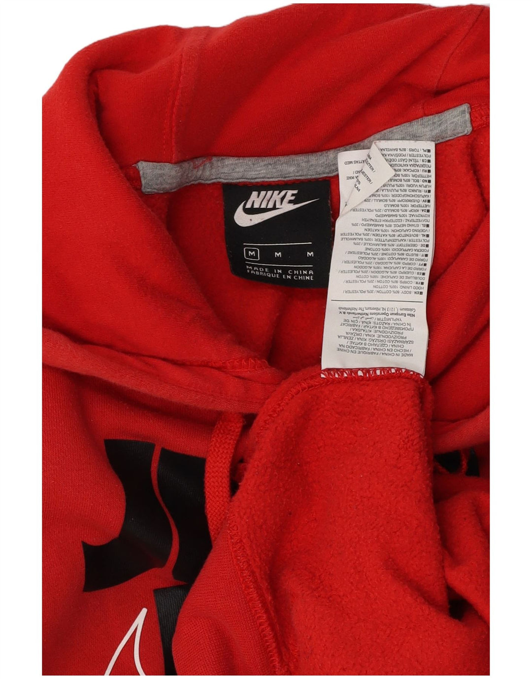 NIKE Felpa con cappuccio grafica da uomo in cotone rosso medio