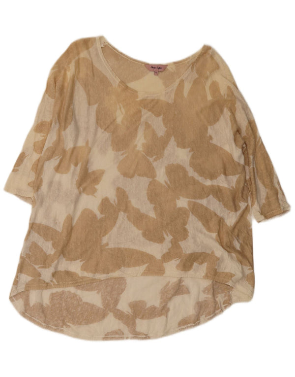 Top tunica con maniche a 3/4 da donna Phase Eight UK 12 Farfalla beige medio