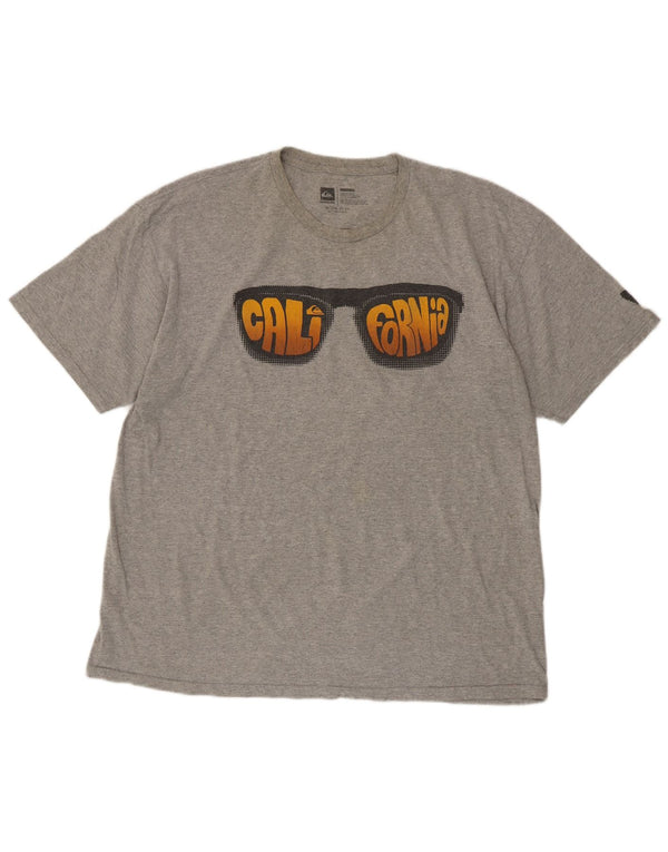 T-shirt grafica da uomo Quiksilver Top XL in cotone grigio