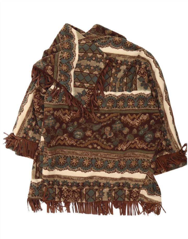 Cappotto poncho aperto da donna Castellani UK 22 3XL Marrone geometrico