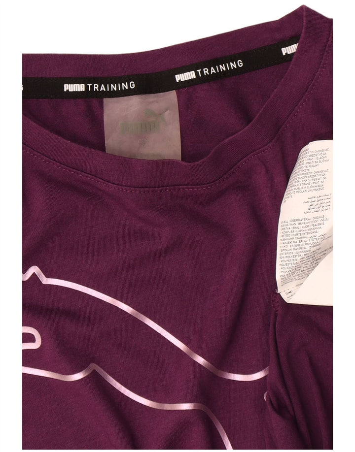 Puma T-shirt grafica da donna Top UK 16 Large Viola Poliestere