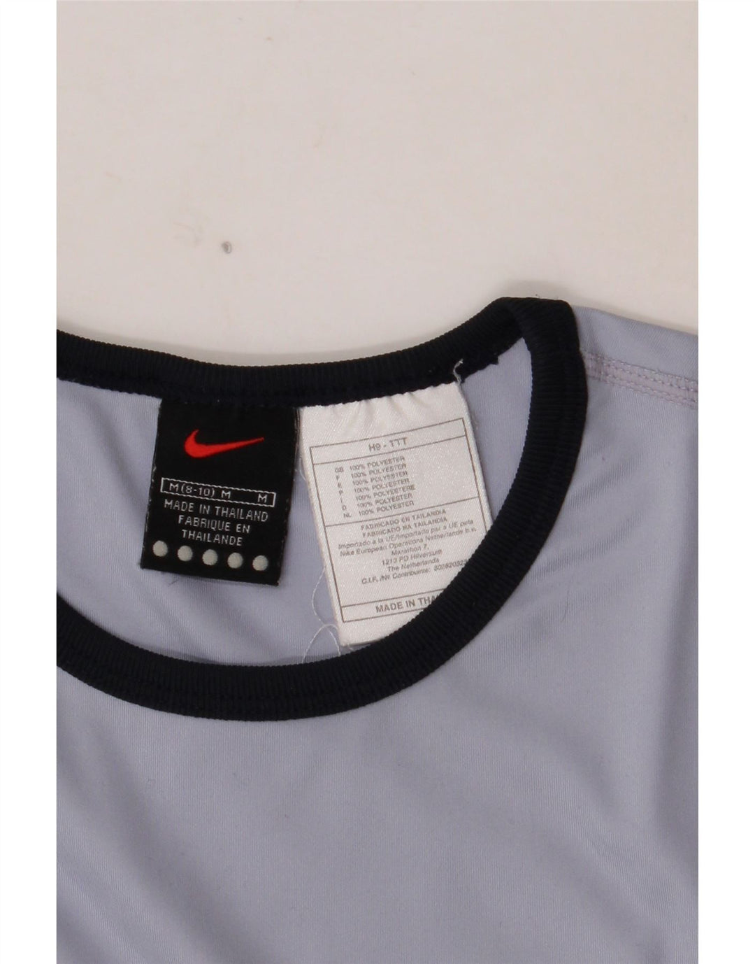 Top corto da donna NIKE manica lunga US 8/10 poliestere blu medio