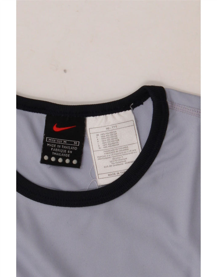 Top corto da donna NIKE manica lunga US 8/10 poliestere blu medio