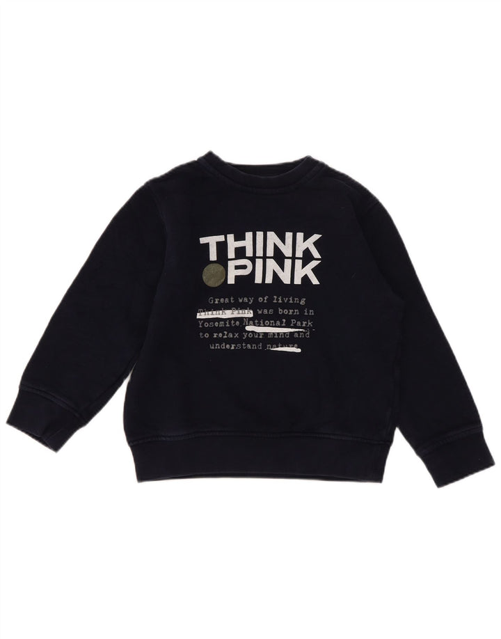 Felpa con vestibilità regolare grafica Think Pink per ragazzi 4-5 anni blu navy