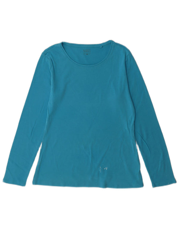 Marks & Spencer Top da donna a maniche lunghe UK 14 Large Blu Cotone