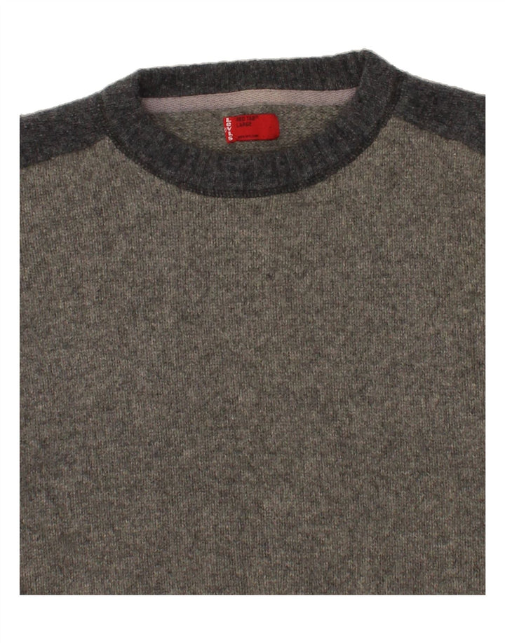LEVI'S Maglione girocollo da uomo, maglione grande, color grigio, in lana d'agnello