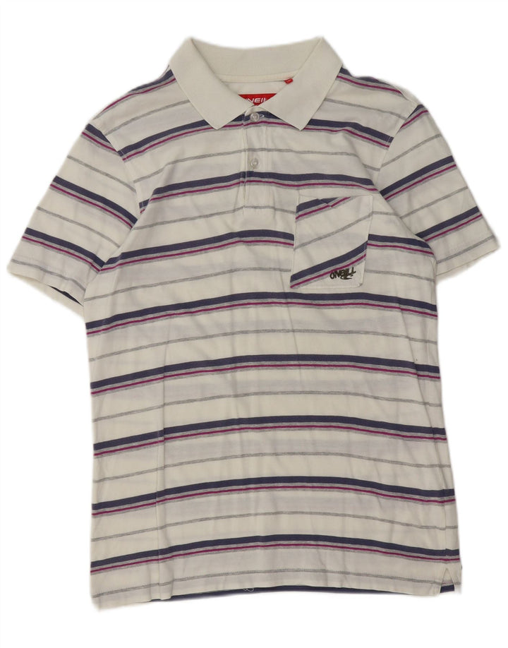 Polo da uomo O'Neill in cotone a righe bianche medie