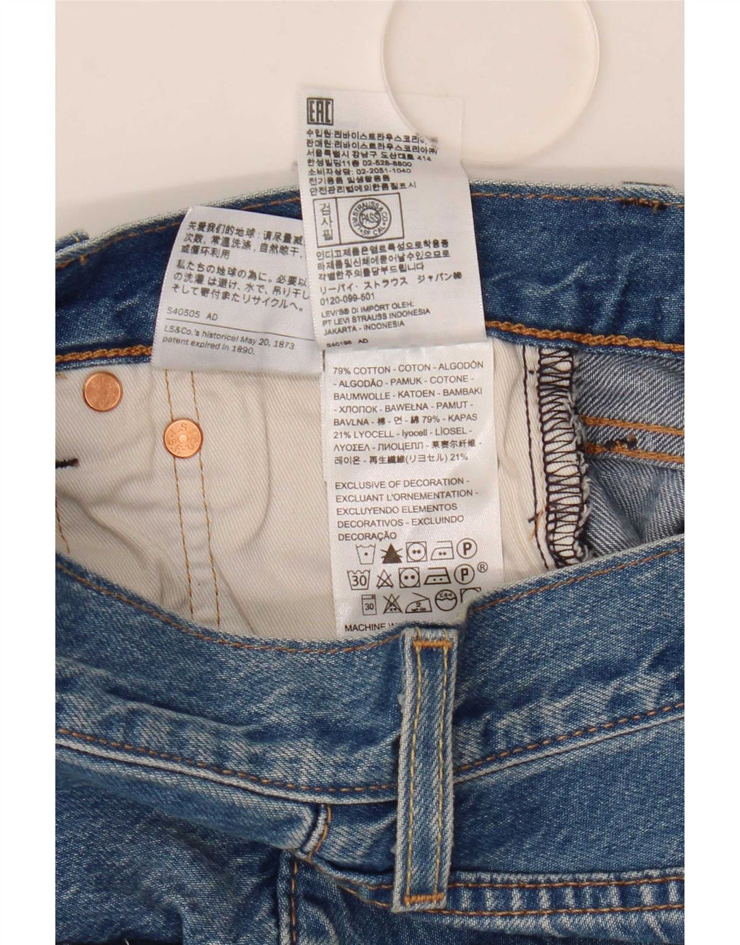 Jeans dritti Levi's 501 da donna W26 L30 cotone blu