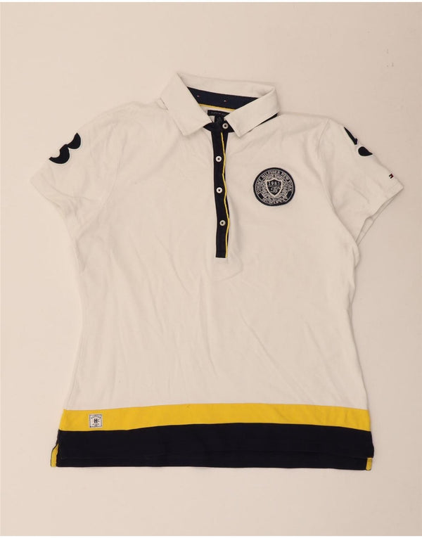 Polo grafica da donna Tommy Hilfiger UK 18 XL White Colourblock