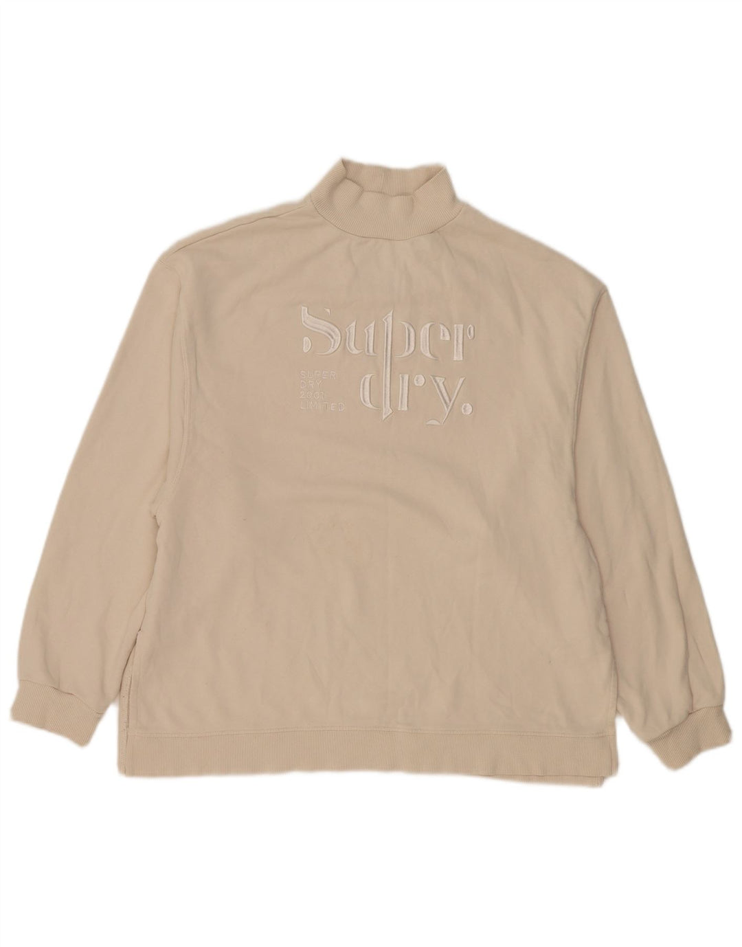 Felpa oversize con grafica da donna Superdry, maglione UK 12, beige medio