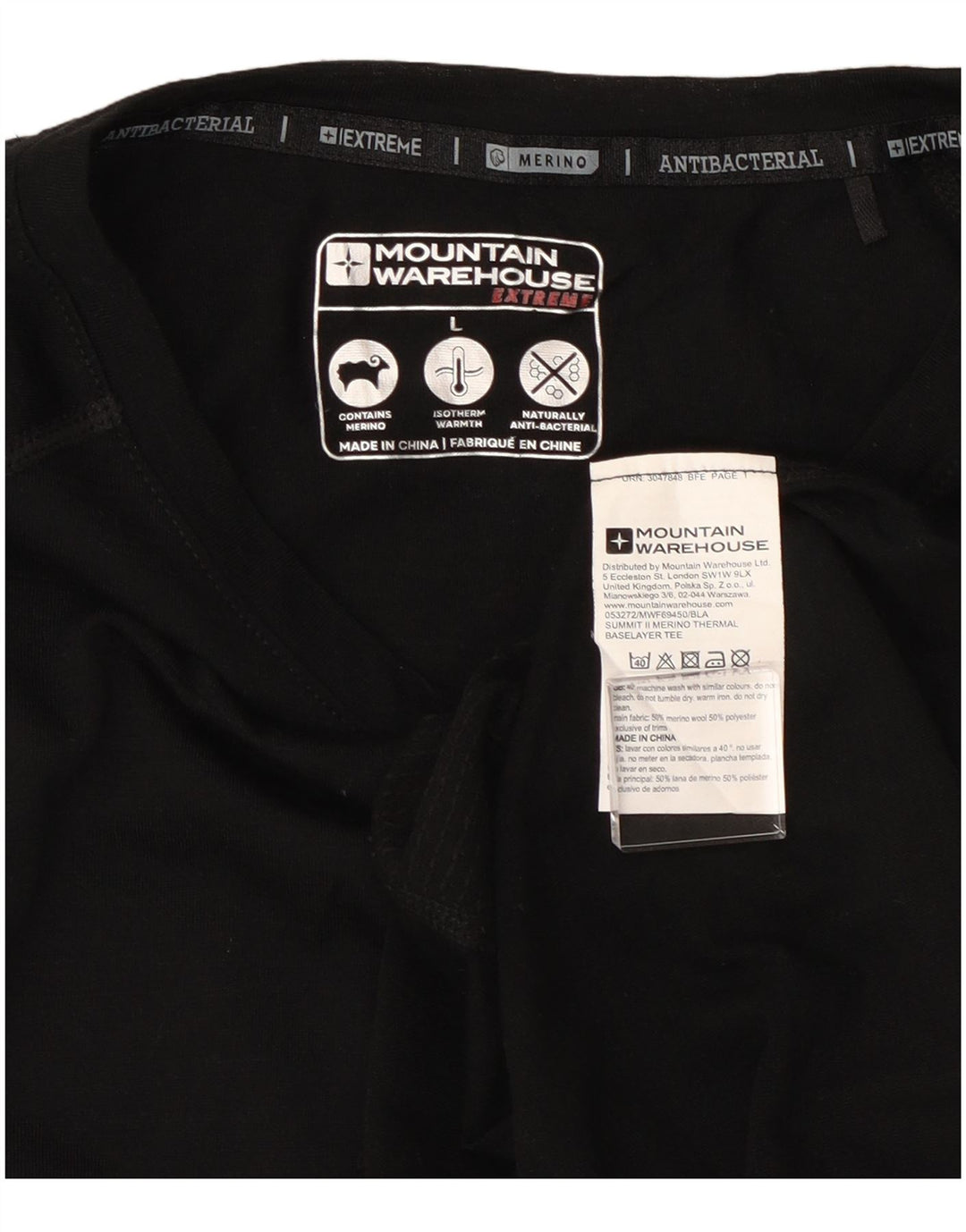 T-shirt da uomo Mountain Warehouse Top grande in lana nera