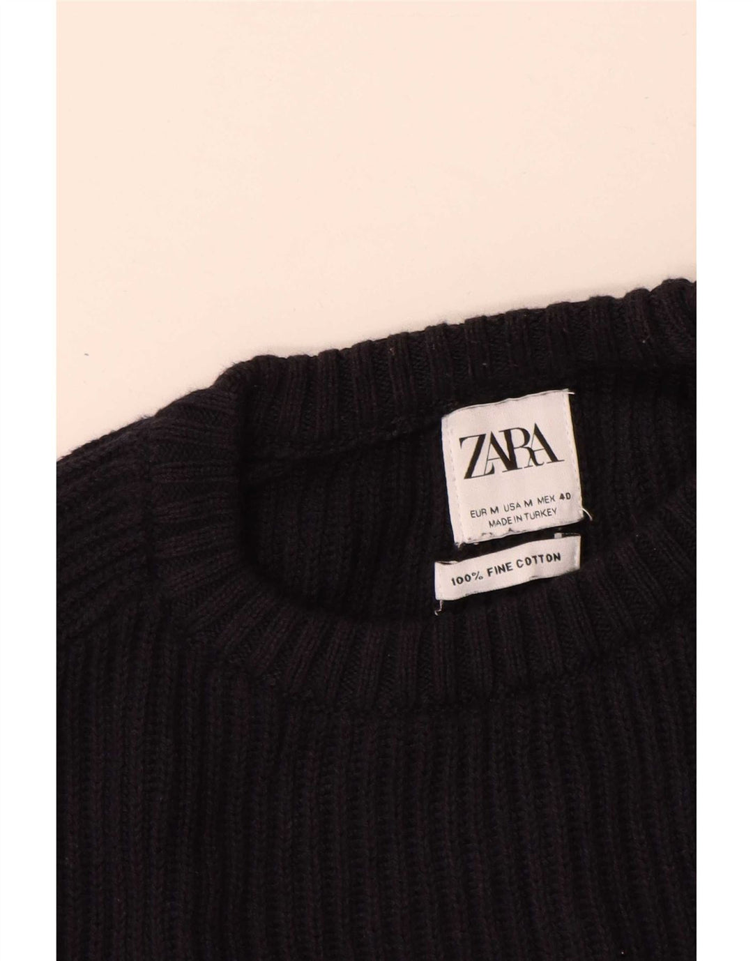Maglione maglione girocollo da uomo Zara in cotone blu navy medio