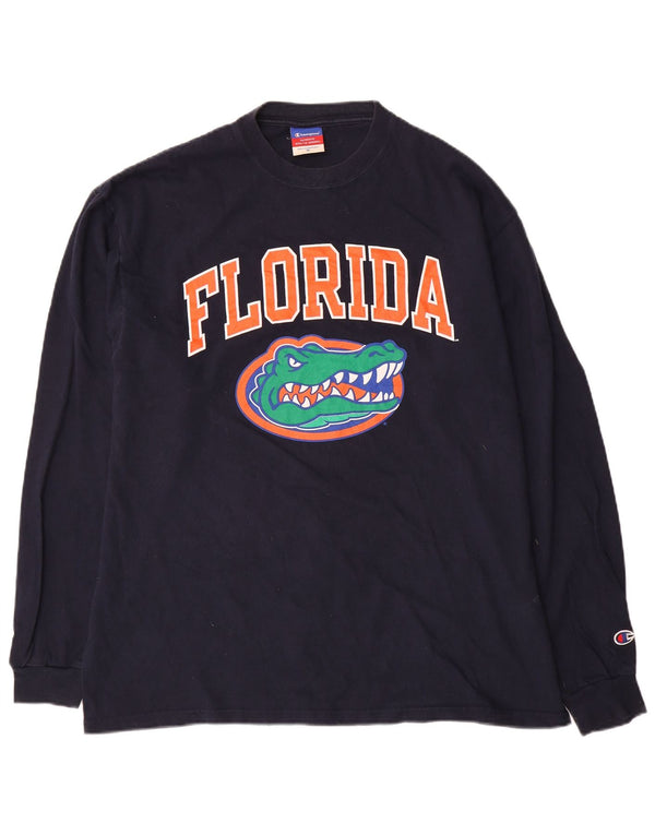 Champion Mens Florida Gators Graphic Top Long Sleeve XL Navy Blue Cotton