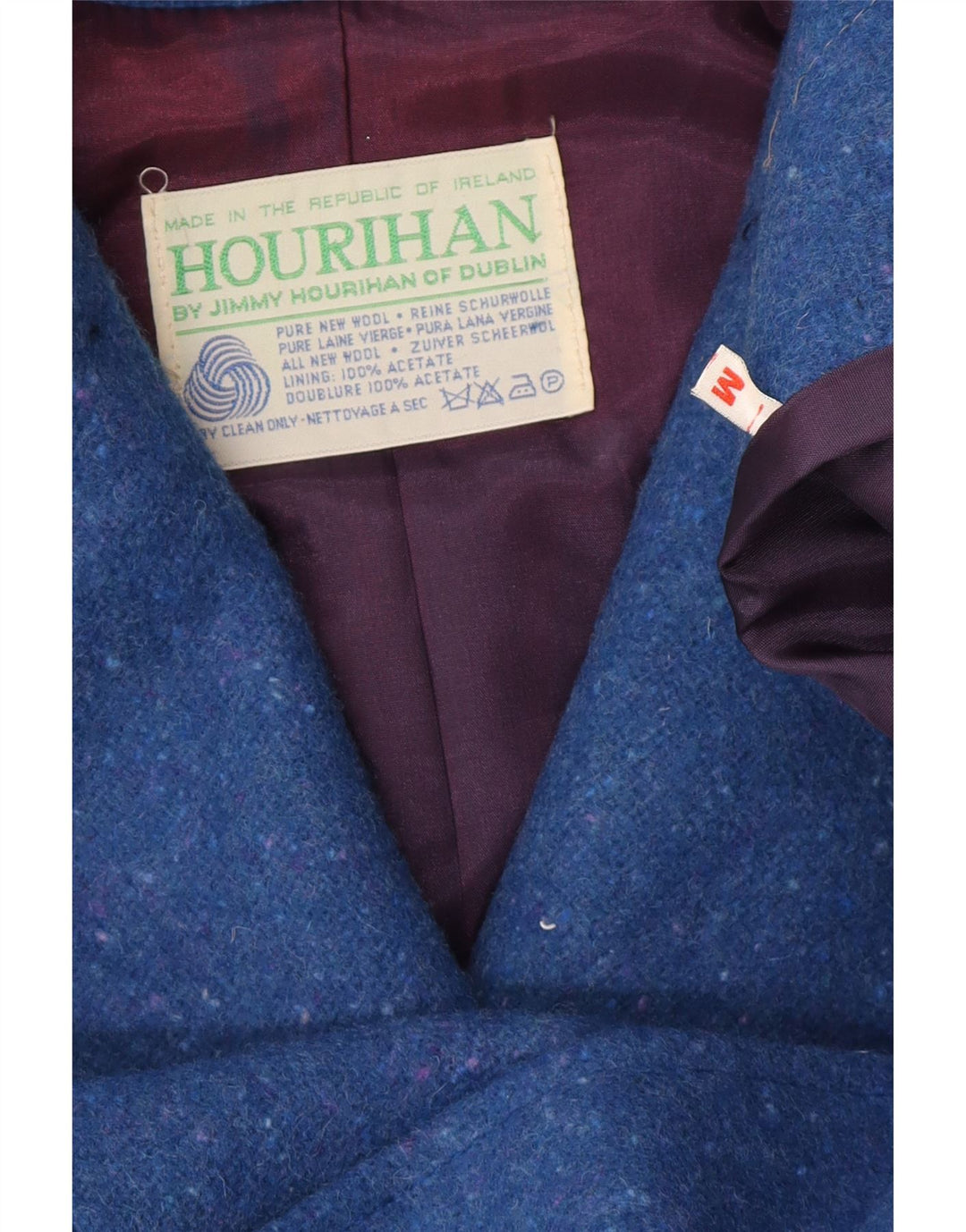 Cappotto a mantella da donna Jimmy Hourihan UK 14 Lana nuova screziata blu medio