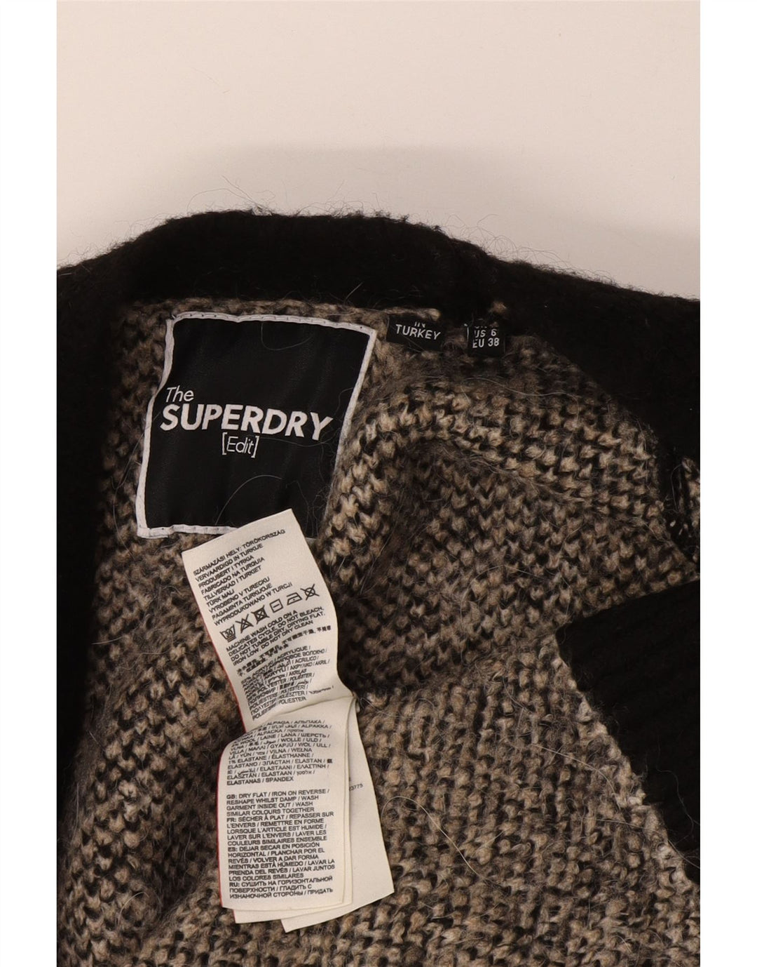 Maglione cardigan lungo oversize da donna Superdry UK 10 piccolo nero