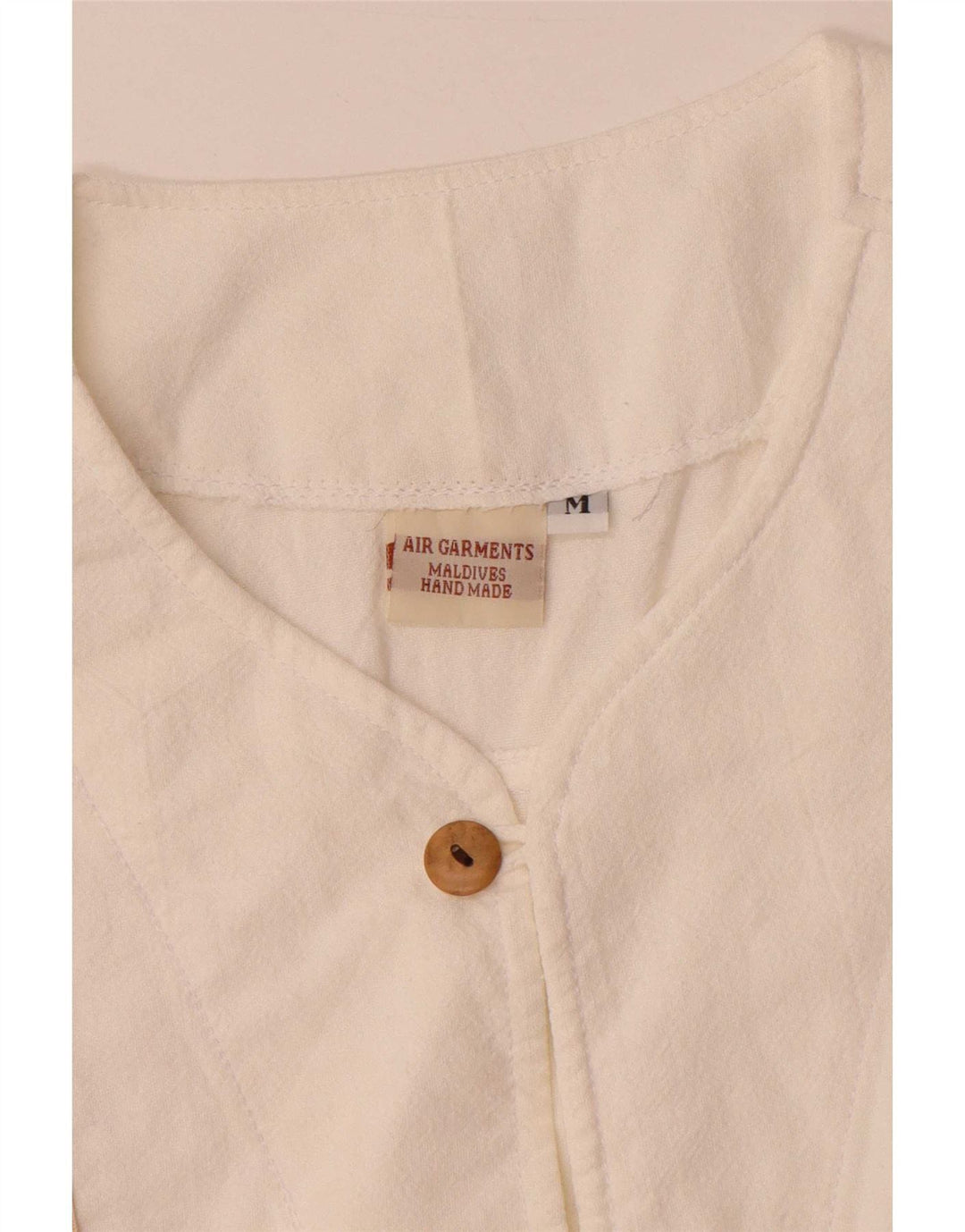 Camicia pullover a maniche corte vintage da uomo fatta a mano geometrica bianca media