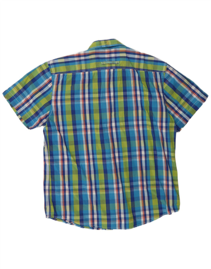 CAMEL ACTIVE Camicia a maniche corte da uomo in cotone a quadri multicolori grandi