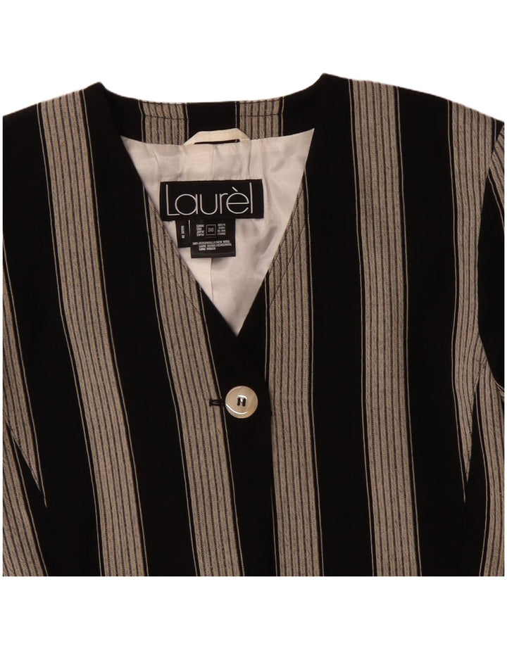 Giacca blazer corta da donna a 1 bottone Laurel EU 36 piccola lana a righe nere