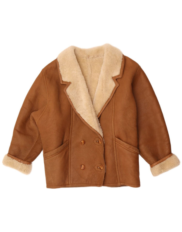 Giacca vintage in shearling da donna UK 18 XL Marrone