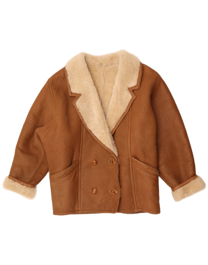 Giacca vintage in shearling da donna UK 18 XL Marrone