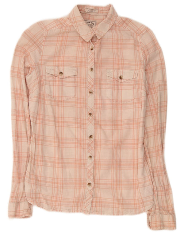 Camicia vestibilità classica da donna Fat Face UK 10 piccolo cotone scozzese rosa