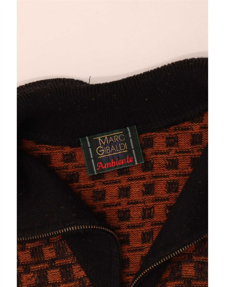 Marc Gibaldi Maglione da uomo con zip e collo 2XL Poliacrilico geometrico marrone