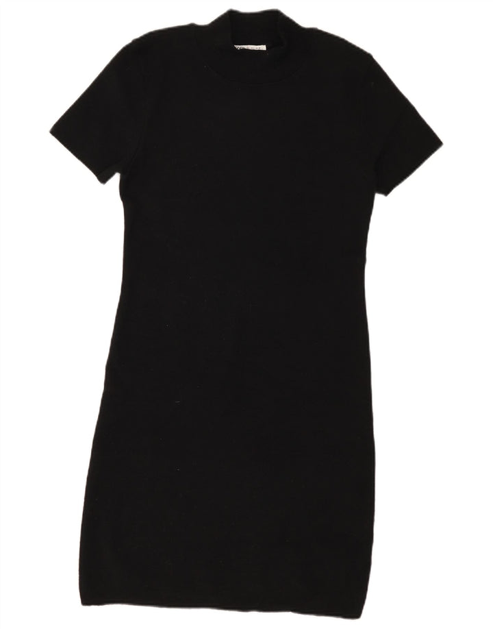 Abito T-shirt da donna Zara UK 14 grande poliestere nero