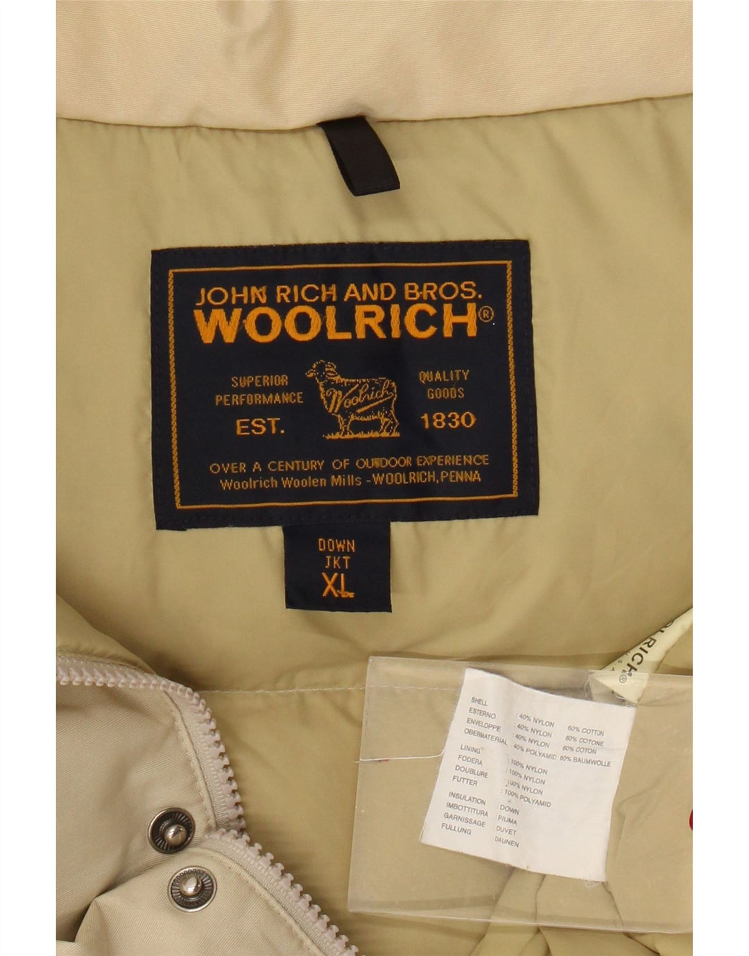 Gilet imbottito da uomo Woolrich UK 42 XL Nylon beige