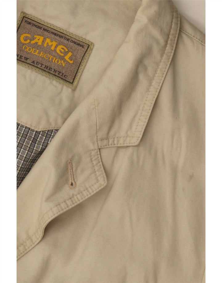 Giacca blazer a 3 bottoni da uomo Camel Active UK 40 grande cotone beige