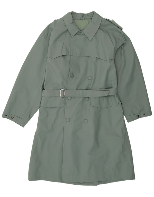 VINTAGE Mens Trench Coat IT 50 Large Green Polyamide