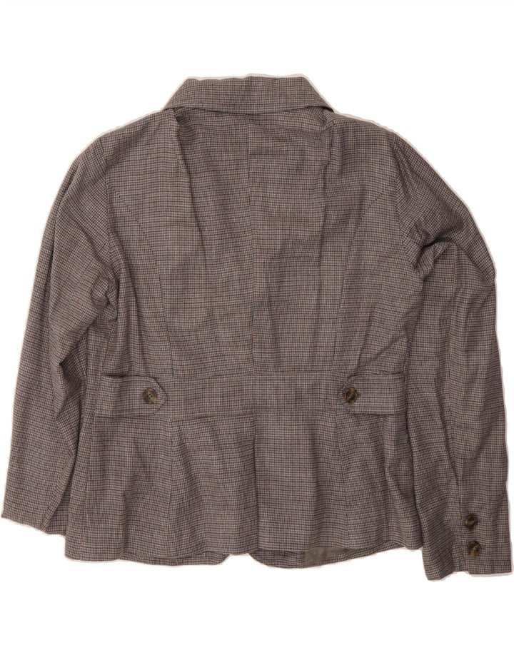 BENETTON Womens 2 Button Blazer Jacket UK 14 Medium Grey Houndstooth Vintage Benetton and Second-Hand Benetton from Messina Hembry 