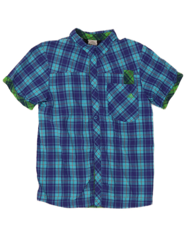 Maglia a maniche corte Adidas da ragazzo 13-14 anni in nylon a quadri blu