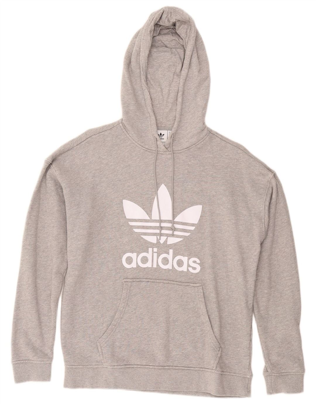 Maglione con cappuccio grafico oversize da donna ADIDAS UK 8 piccolo cotone grigio