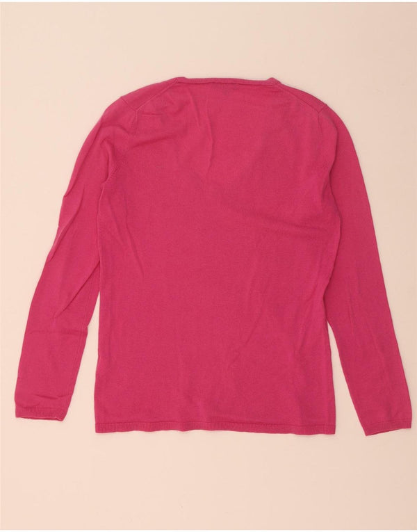 Maglione maglione con scollo a V da donna Tommy Hilfiger UK 14 grande lana rosa