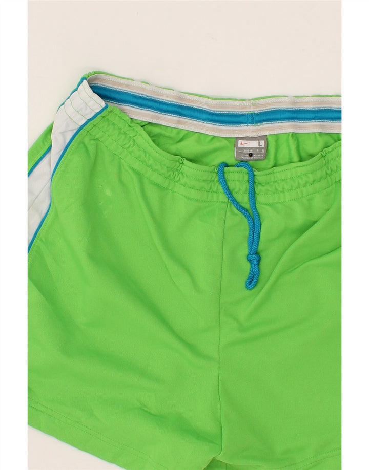 NIKE Womens Sport Shorts US 12/14 Large  Green Colourblock Polyester Vintage Nike and Second-Hand Nike from Messina Hembry 