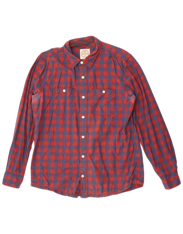 Camicia da uomo Fat Face in cotone a quadri rossi grandi