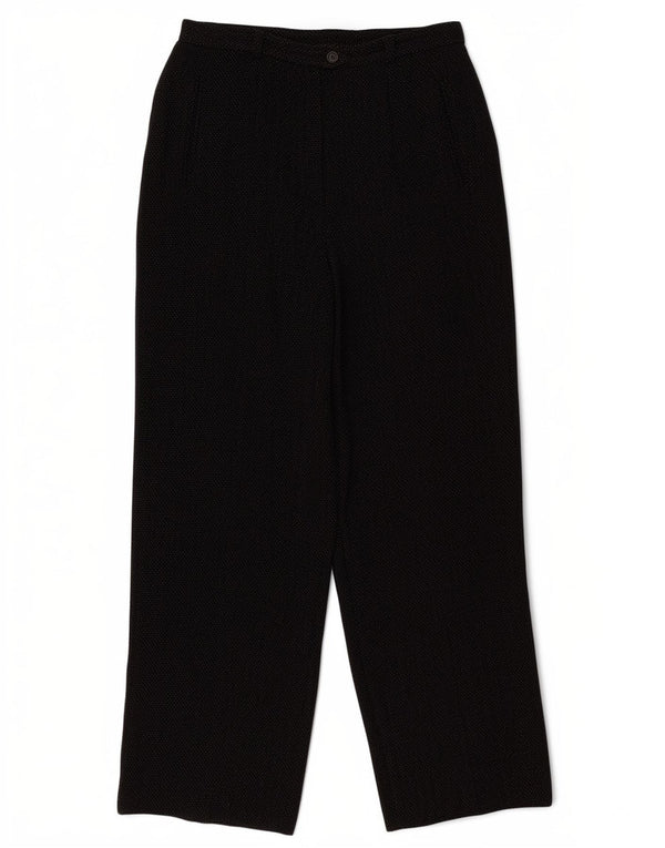 Pantaloni da abito dritti da donna Max Mara UK 16 Large W32 L29 Nero screziato