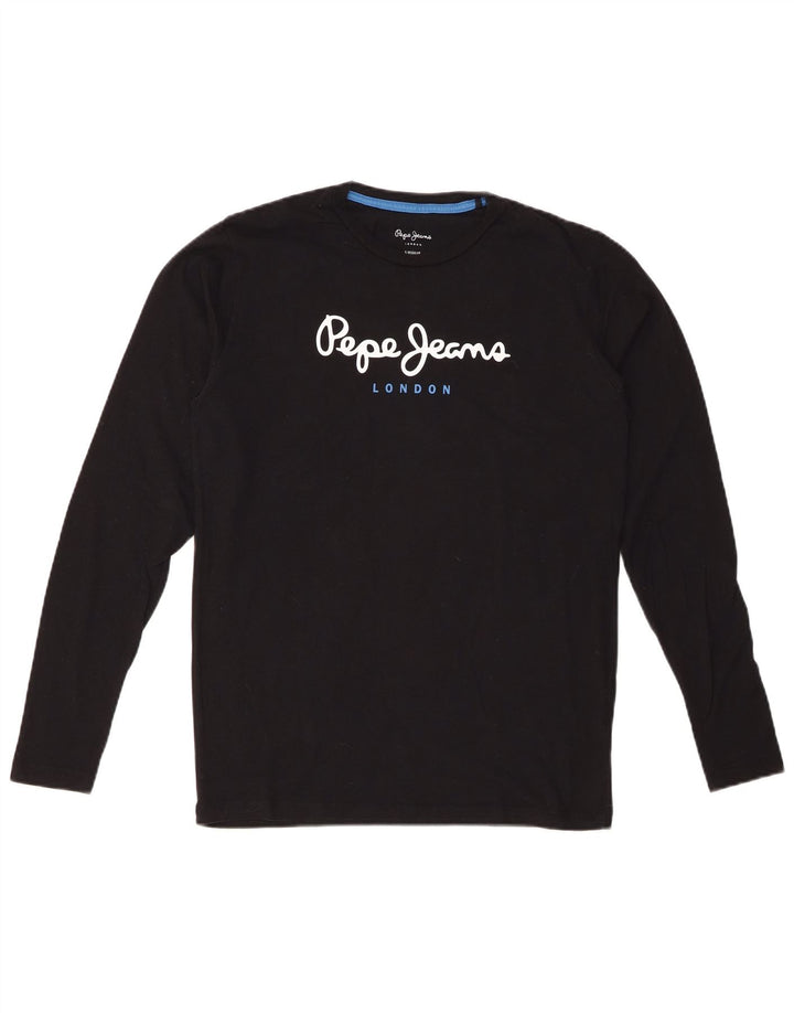 PEPE JEANS Top grafico da uomo a maniche lunghe piccolo nero