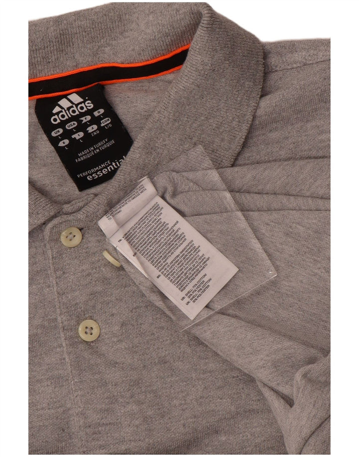 Polo Adidas Climalite da uomo grande in cotone grigio