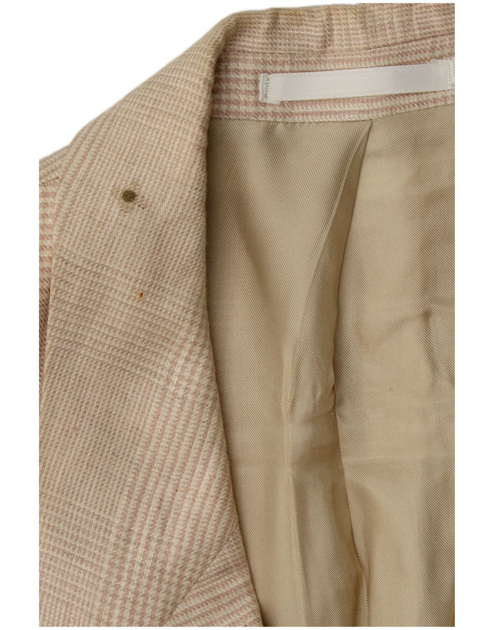 Giacca blazer da uomo a 2 bottoni HUGO BOSS EU 56 3XL Lino a quadri beige