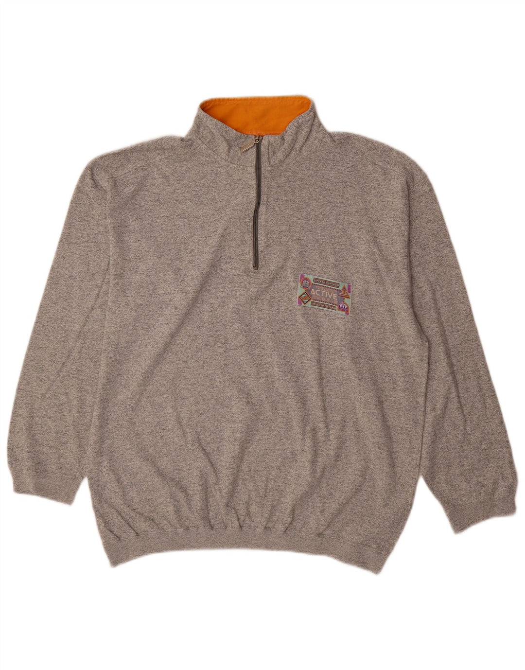 Felpa Active da uomo con zip e collo in cotone grigio medio