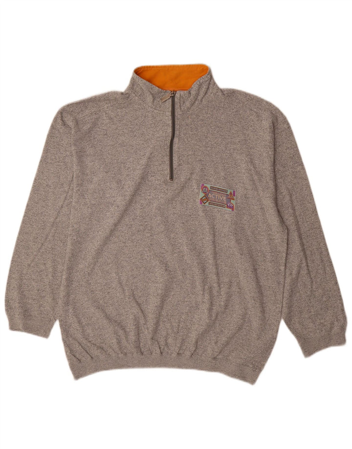 Felpa Active da uomo con zip e collo in cotone grigio medio