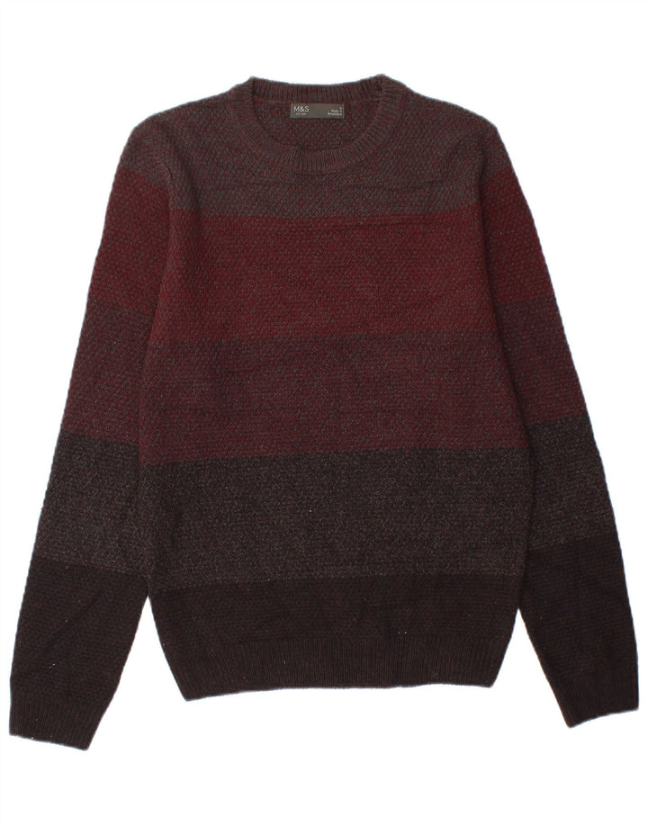 Maglione maglione girocollo da uomo Marks & Spencer piccolo a righe multicolore