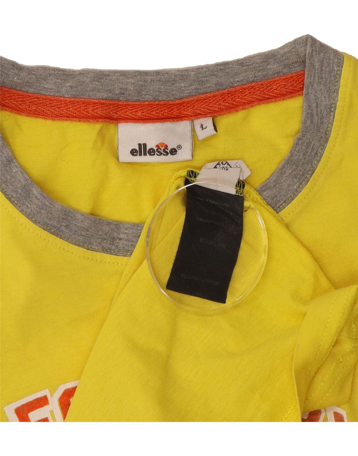 ELLESSE Mens Graphic T-Shirt Top Large Yellow Cotton Vintage Ellesse and Second-Hand Ellesse from Messina Hembry 
