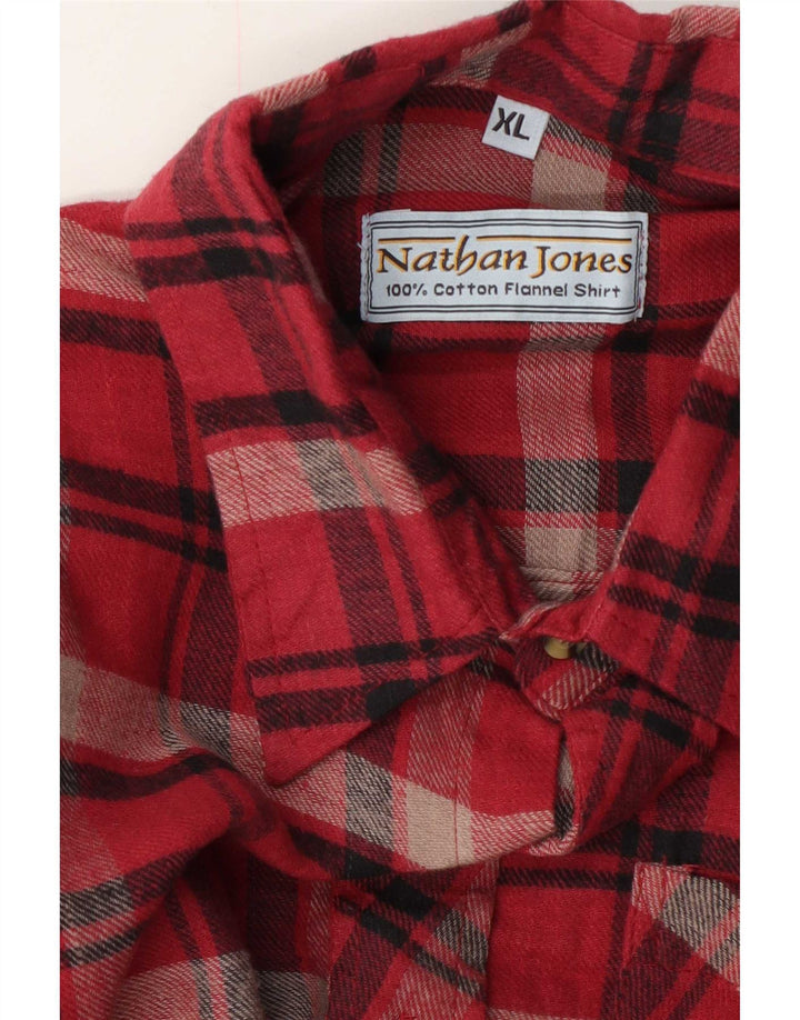 Camicia in flanella da uomo Nathan Jones XL in cotone a quadri rossi