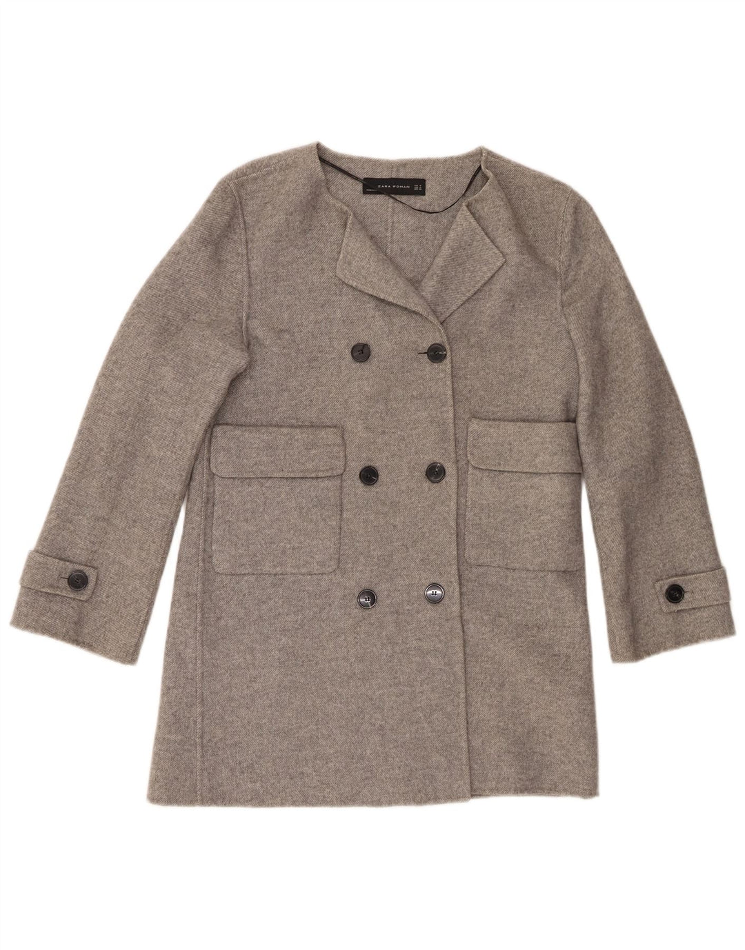 Cappotto doppiopetto da donna Zara UK 14 Lana grigio medio