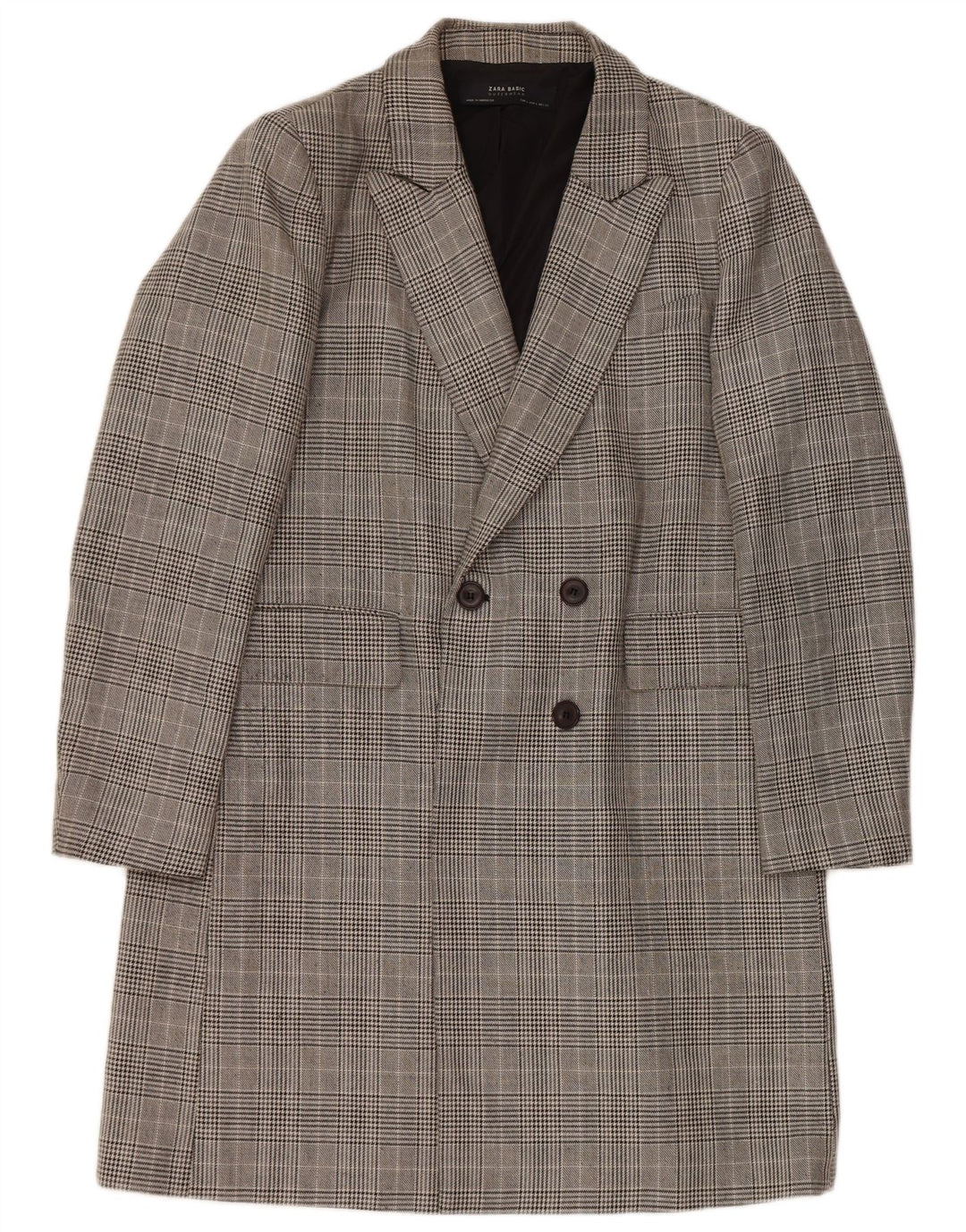 Cappotto doppiopetto da donna Zara UK 16 Grande poliestere a quadri grigi