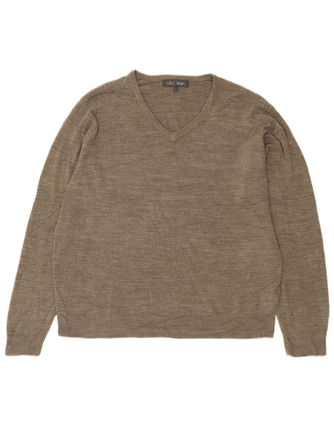 Maglione da uomo con scollo a V Marks & Spencer, grande acrilico chiazzato grigio
