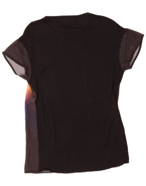 T-shirt grafica oversize da donna Zara Top UK 10 Small Black Tie Dye