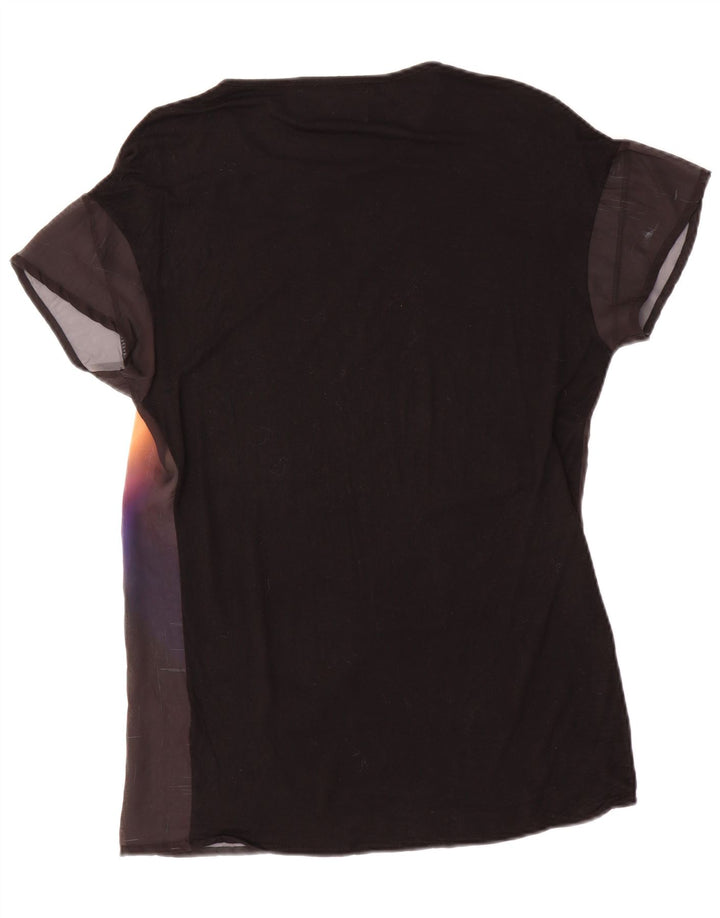 T-shirt grafica oversize da donna Zara Top UK 10 Small Black Tie Dye